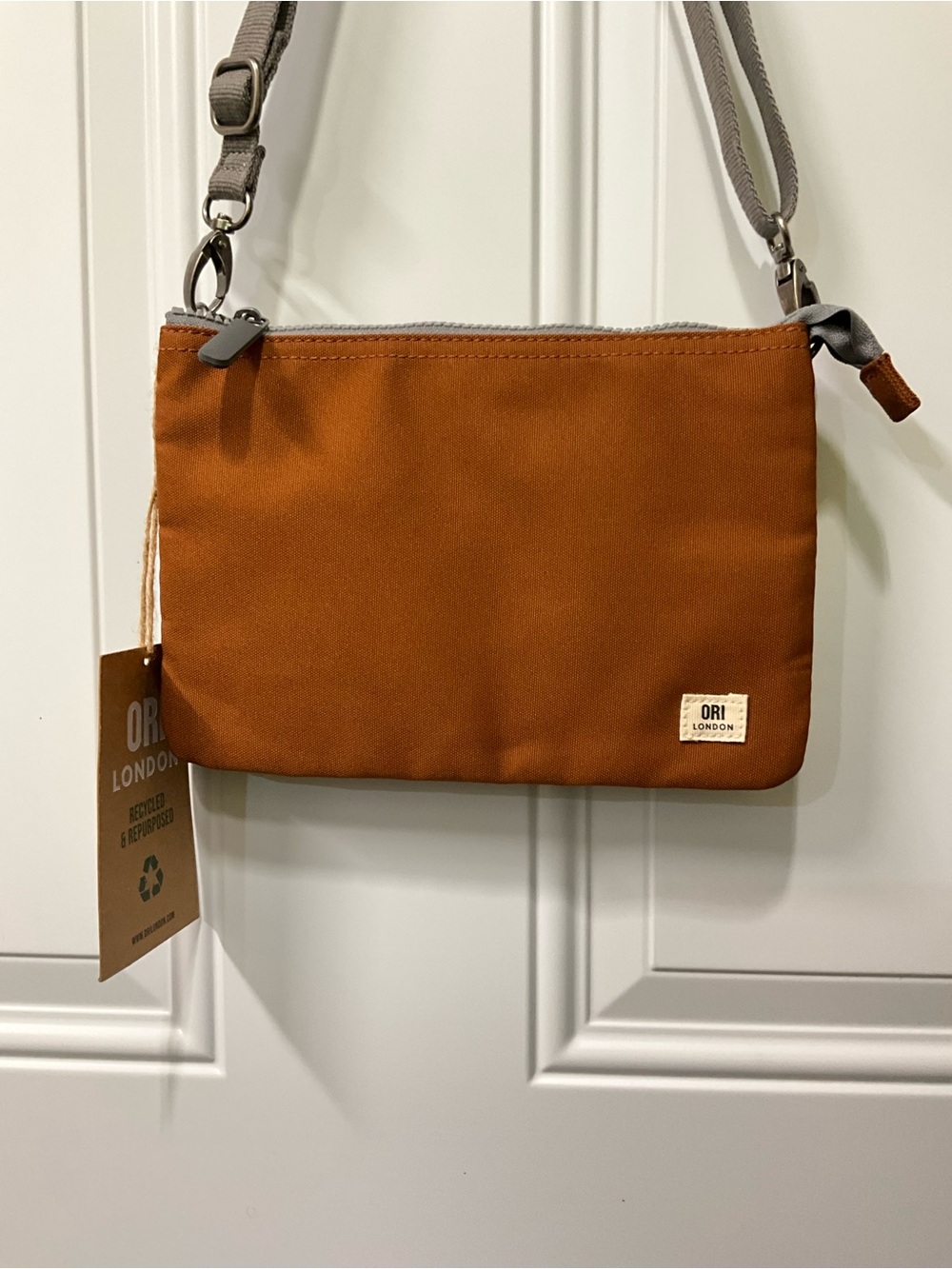 Orion London Crossbody Messenger Bag in Rust